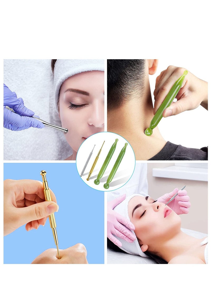 Y&D Massage Tools Acupuncture Pen Self Gua Sha Pointing with Silver Stainless Steel Ear Point Gold Double Headed 4PCS  - Image 4