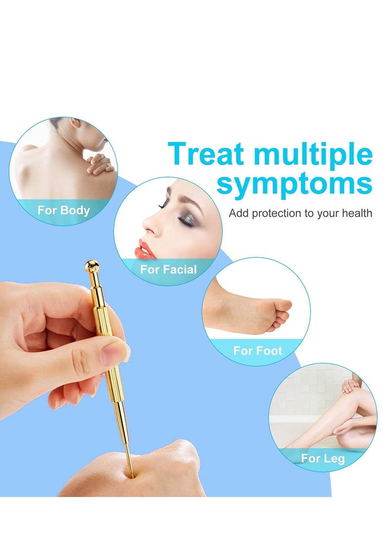 Y&D Massage Tools Acupuncture Pen Self Gua Sha Pointing with Silver Stainless Steel Ear Point Gold Double Headed 4PCS  - Image 2