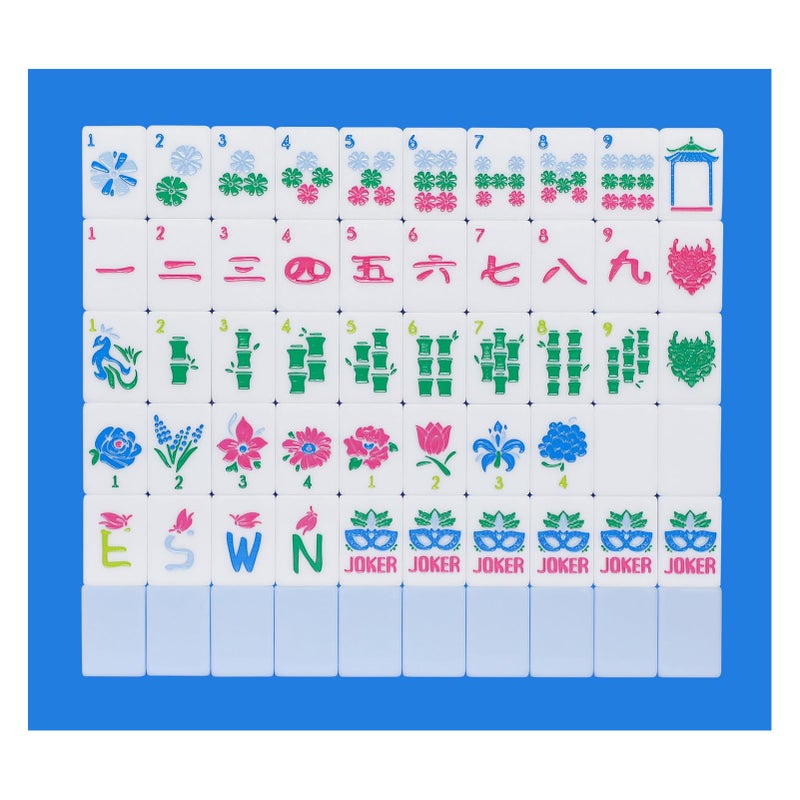 Jongyance American Mahjong Tile Set with Carrying Bag and Accessories, 160 Acrylic Engraved Mahjong Tiles(Light Blue - Image 1
