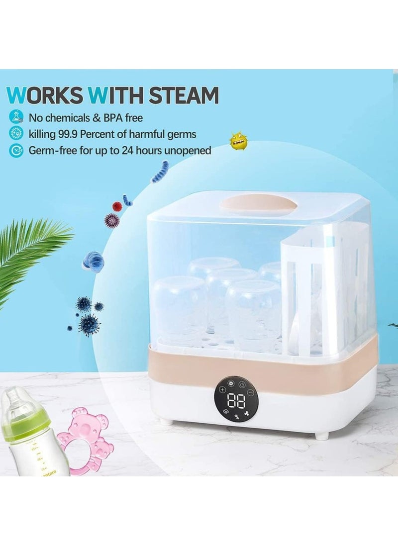 XiuWoo 2 in 1 Electric Baby Bottle Sterilizer, Large Capacity Bottle Dryer, Universal Steam Bottle Sanitizer Clean, Bottle Storage, Steam Sterilization Machine with LED Display  - Image 4