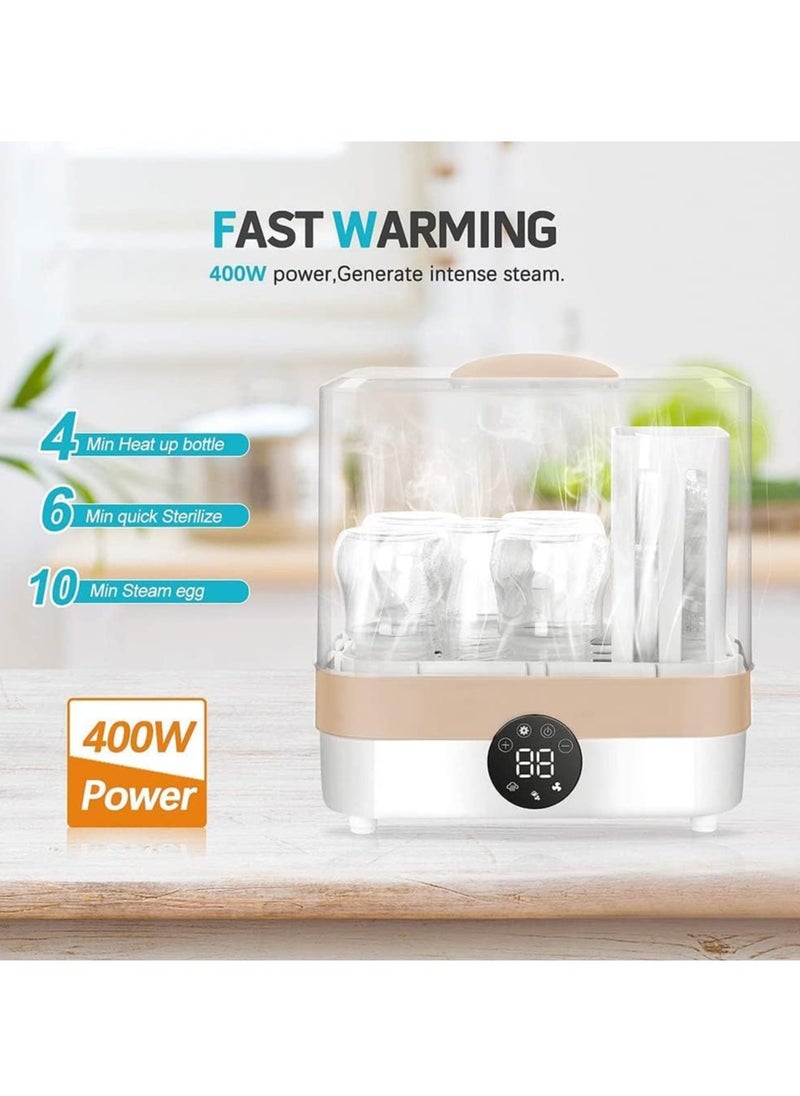 XiuWoo 2 in 1 Electric Baby Bottle Sterilizer, Large Capacity Bottle Dryer, Universal Steam Bottle Sanitizer Clean, Bottle Storage, Steam Sterilization Machine with LED Display  - Image 5