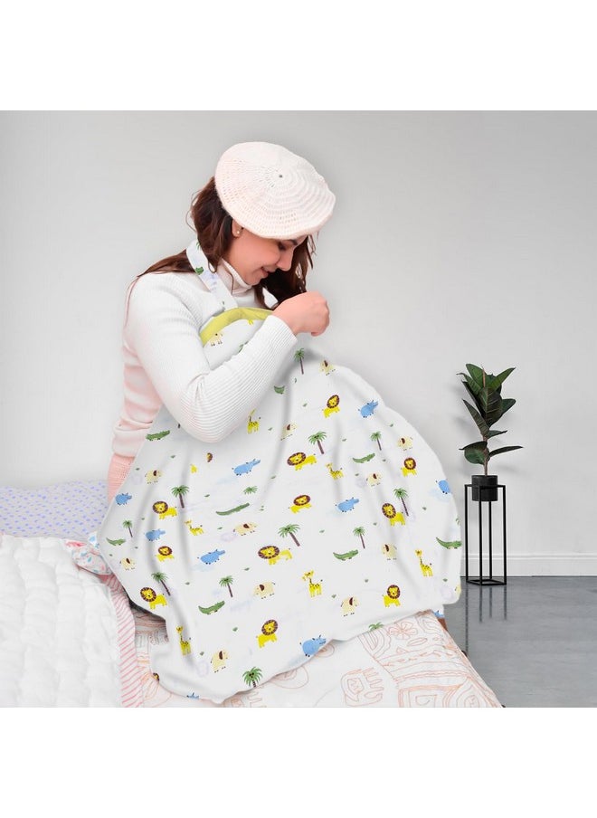 MOM'S HOME Organic Cotton Muslin Nursing Cover For Breastfeeding Apron|Lion,1 Count,Multicolor  - Image 1