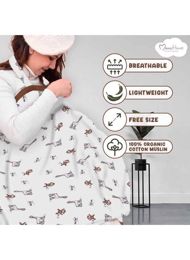 MOM'S HOME Organic Cotton Muslin Nursing Cover For Breastfeeding Apron|Lion,1 Count,Multicolor  - Image 5