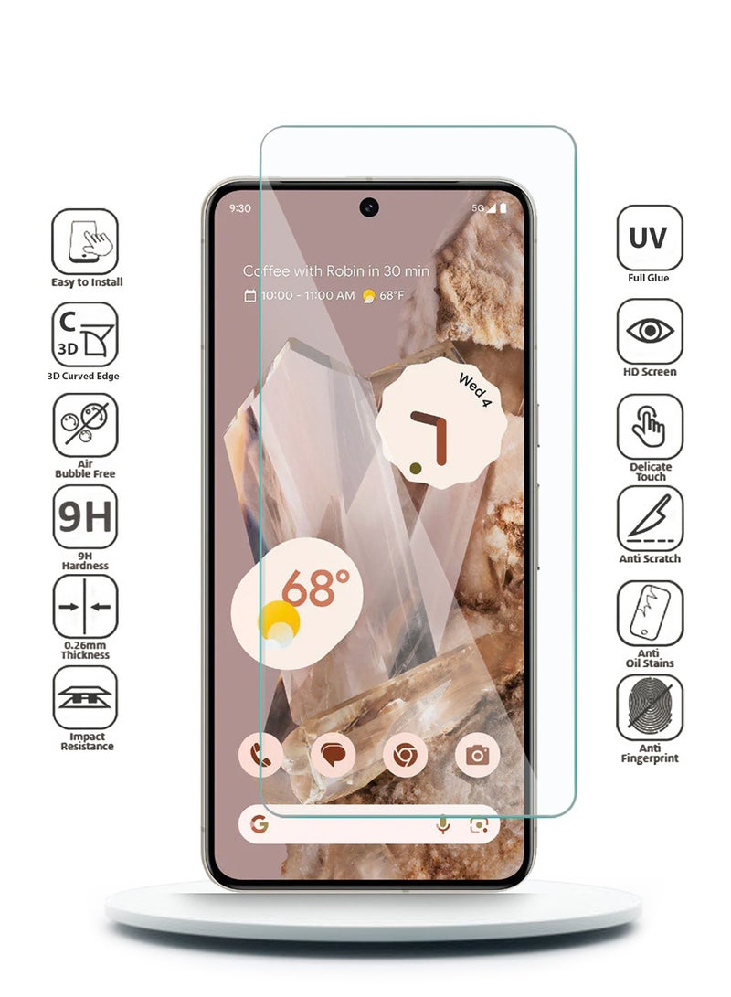 دبليو تيك جوجل بيكسل 8 برو 5 جي 2023 حامي شاشة زجاجي مقسى بغطاء كامل للأشعة فوق البنفسجية (MSGUCN) - شفاف - Image 2