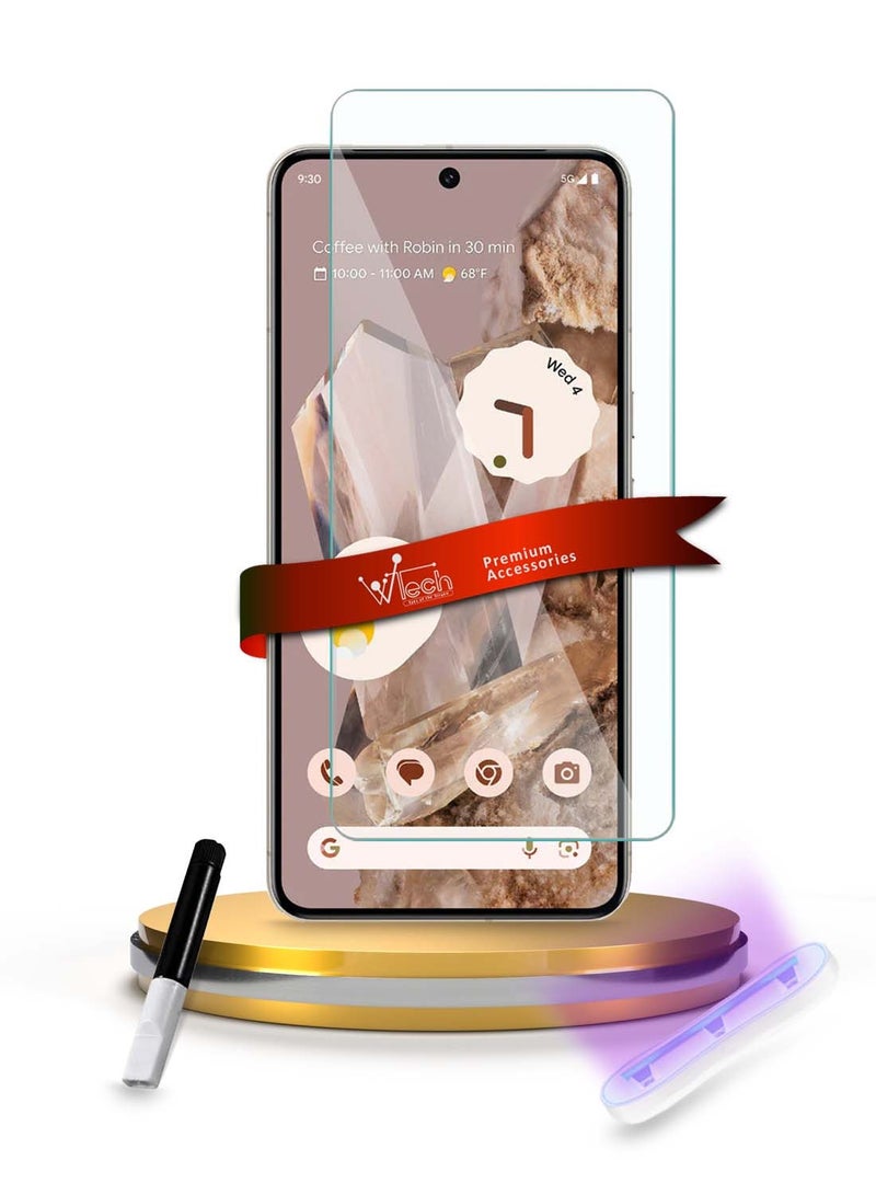 دبليو تيك جوجل بيكسل 8 برو 5 جي 2023 حامي شاشة زجاجي مقسى بغطاء كامل للأشعة فوق البنفسجية (MSGUCN) - شفاف - Image 1