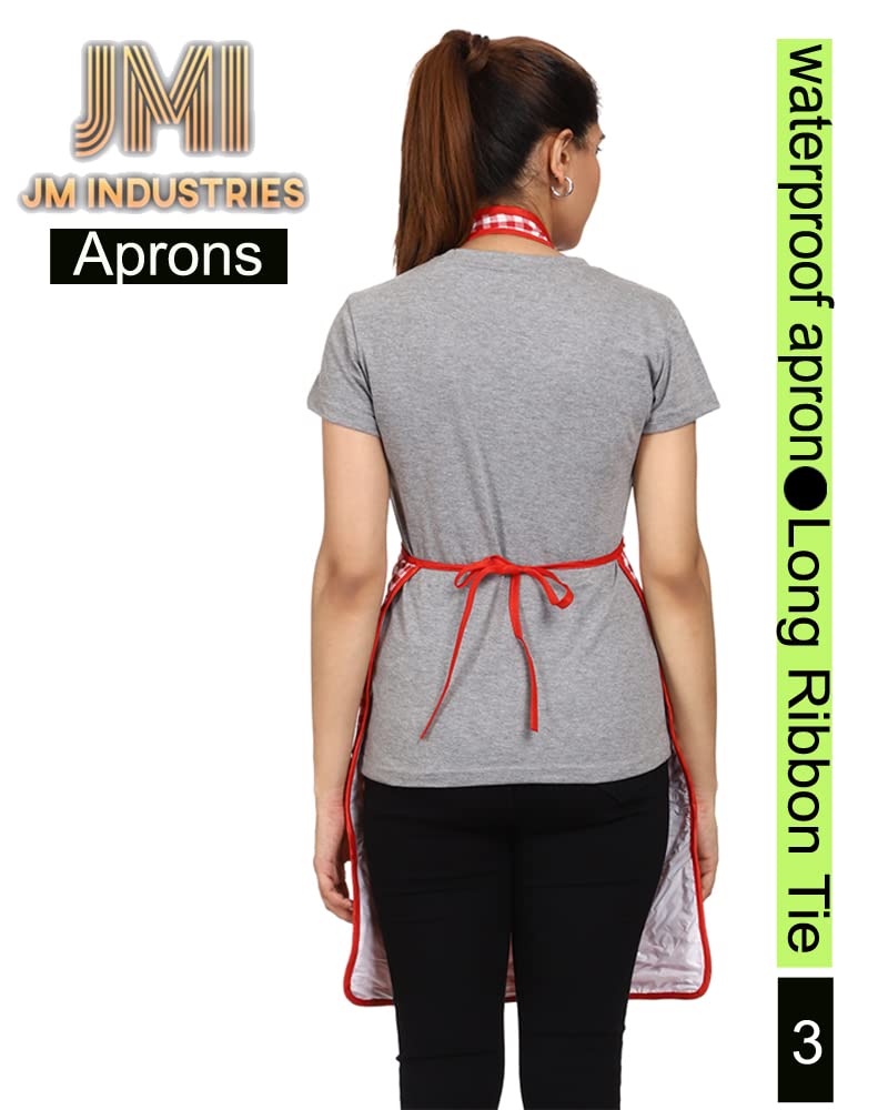 JMi Cotton Floral Print Aprons For Women kitchen Waterproof | Kitchen apron | Apron With Pocket | Multi colour | for Home, Kitchen, Restaurant Free Size (Pack of 3) - Image 4