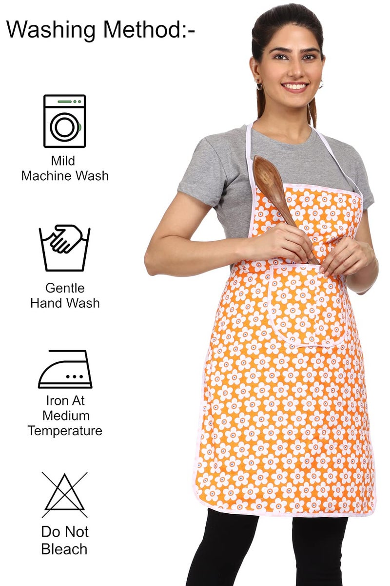 JMi Cotton Floral Print Aprons For Women kitchen Waterproof | Kitchen apron | Apron With Pocket | Multi colour | for Home, Kitchen, Restaurant Free Size (Pack of 3) - Image 2