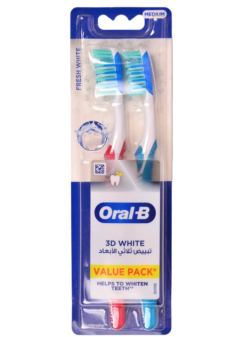 Oral-B 3D White Fresh Manual Toothbrush  Medium-Pack of 2