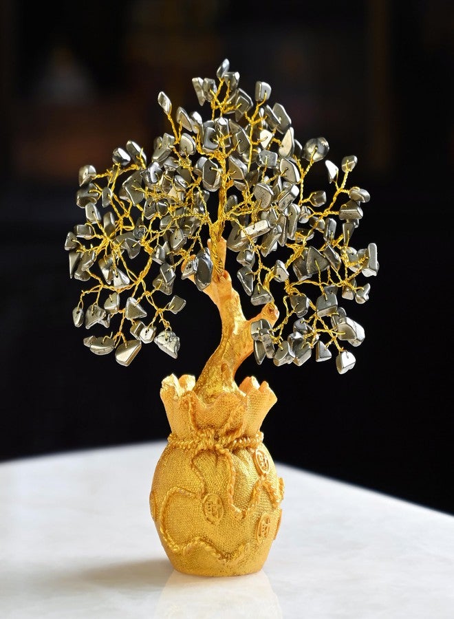 HindCraft Pyrite Crystal Tree of Life Bonsai – Feng Shui Gold Ornament for Wealth & Harmony – Home & Office Table Decor (7 x 3 inch) - Image 1