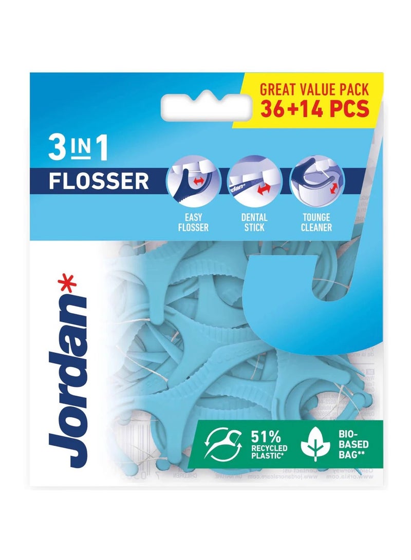 Jordan 3-In-1 Flosser 50 Pcs Pack
