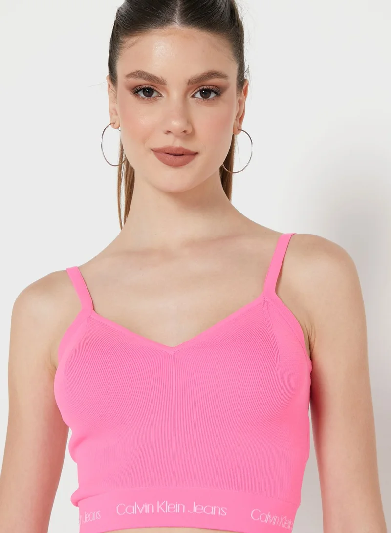 Calvin Klein Jeans Logo Knitted Crop Top