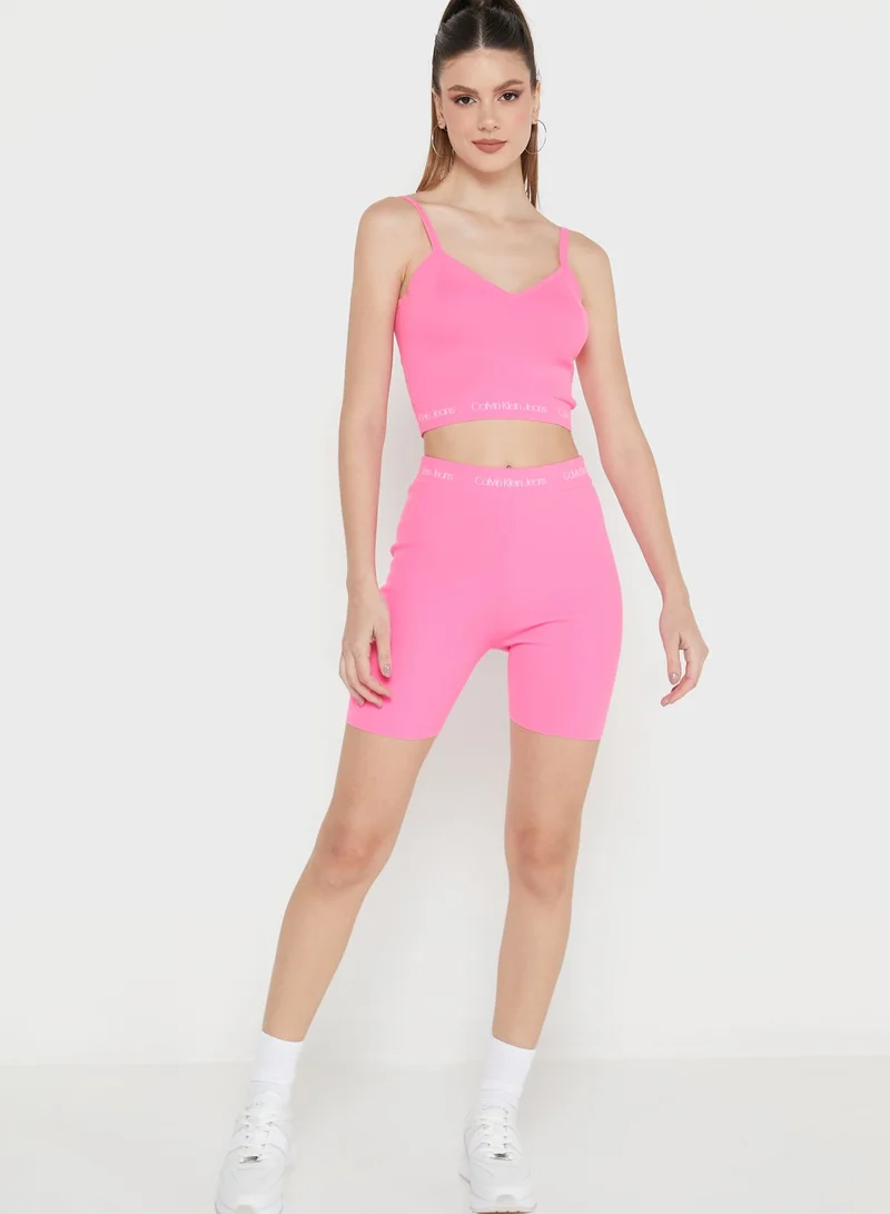 Calvin Klein Jeans Logo Knitted Crop Top