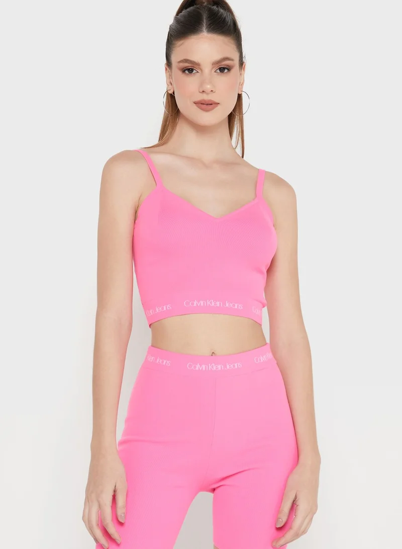 Calvin Klein Jeans Logo Knitted Crop Top