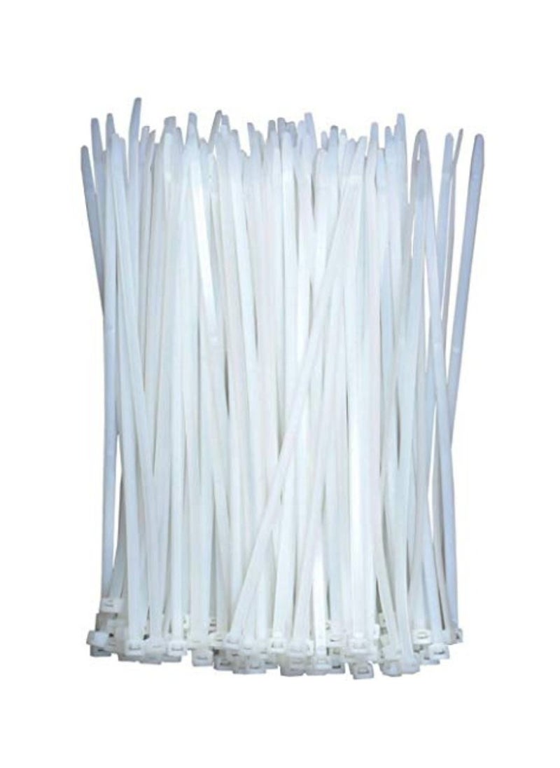 Snowlite UK Pack Of 100 Pcs 3.6X200MM Cable Ties White Wire with 18kg Tensile Strength Self locking Heavy Duty Nylon Plastic Zip Ties Wraps for Office Household and Outdoor  - Image 1