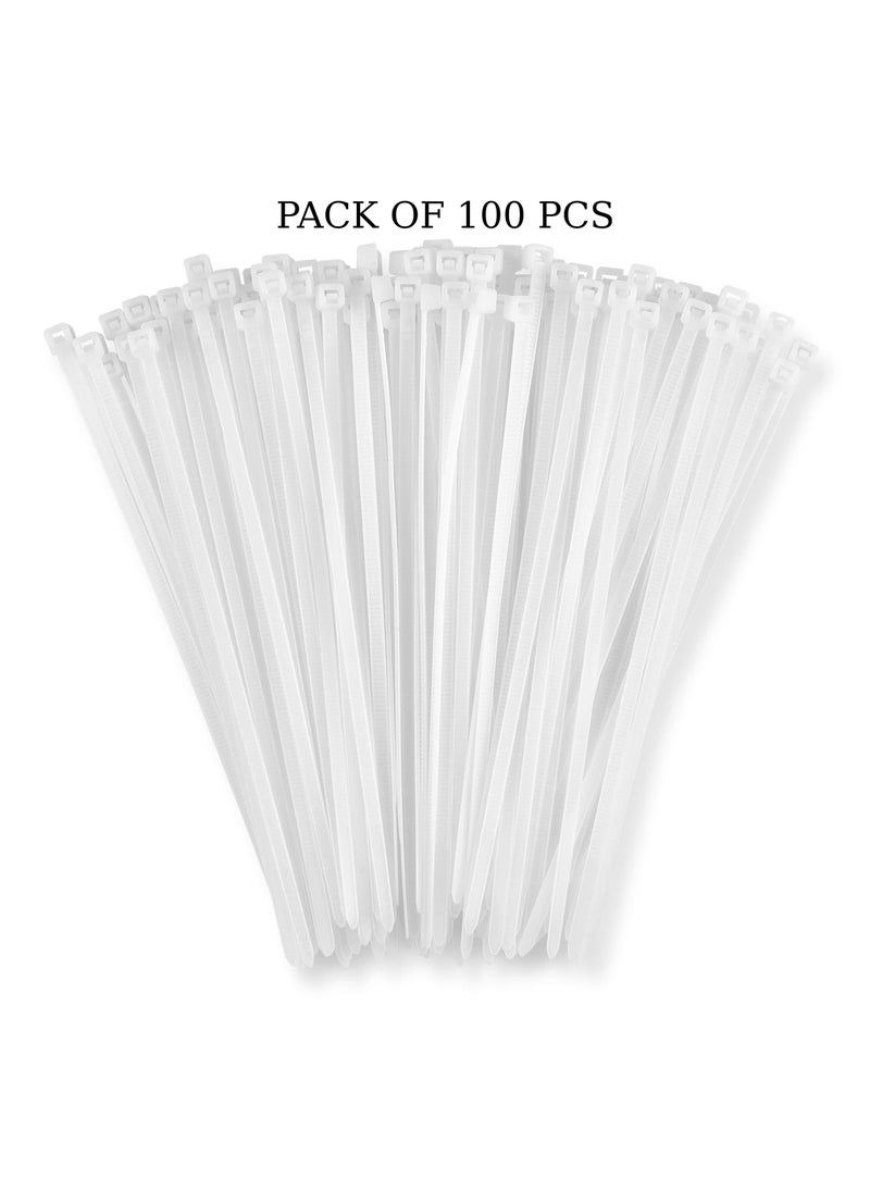Snowlite UK Pack Of 100 Pcs 3.6X200MM Cable Ties White Wire with 18kg Tensile Strength Self locking Heavy Duty Nylon Plastic Zip Ties Wraps for Office Household and Outdoor  - Image 2
