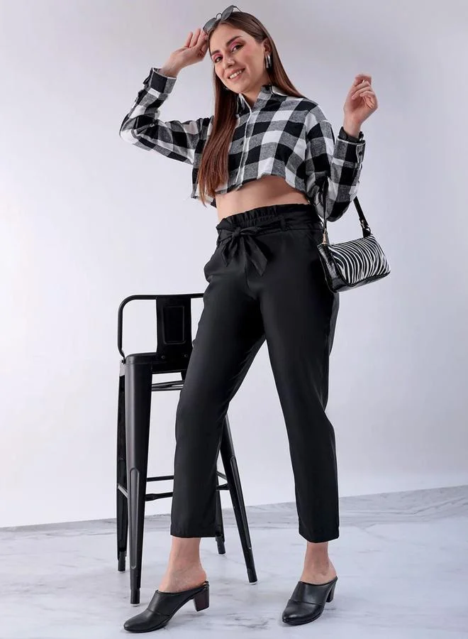 Freehand Freehand Women Black Slim Fit Solid Trousers