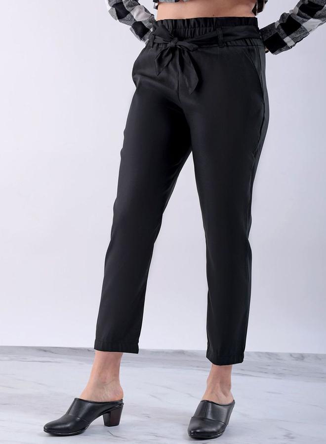 Freehand Women Black Slim Fit Solid Trousers - Image 2