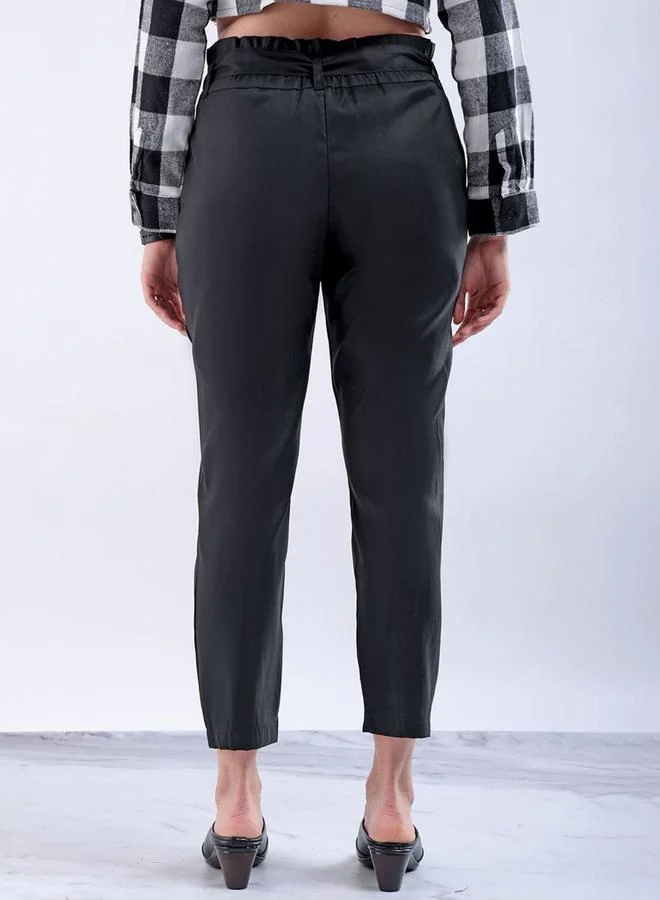 Freehand Freehand Women Black Slim Fit Solid Trousers