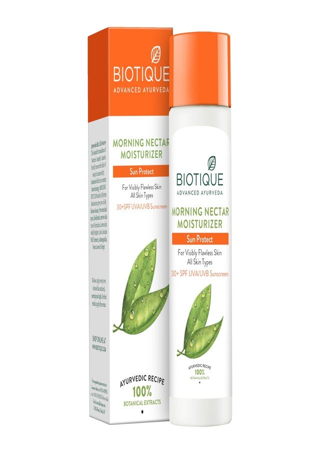 Biotique Morning Nectar Sun Protect Moisturizer SPF 30 UVA/UVB Sunscreen | Visibly Flawless Skin | Suitable for All Skin Types | 190ml - Image 1