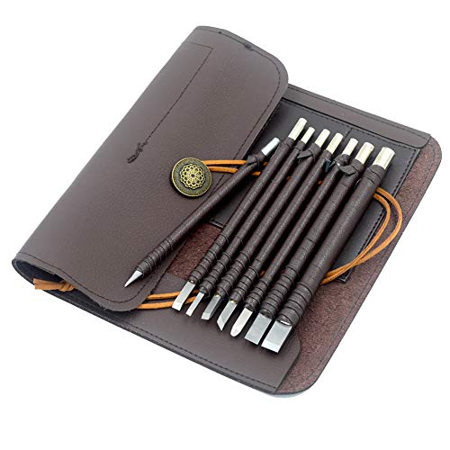 DGOL 8pcs Tungsten Steel Soft Limestone and SlateStone Alabaster Carving Kit Engraving Carve Cutting Blade Chisel Tool Set for Stone Seal Graver - Image 4