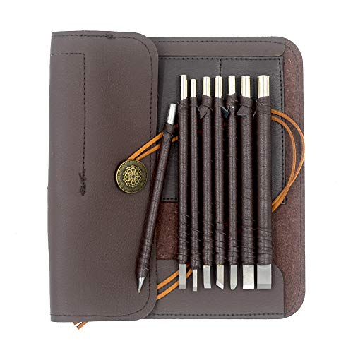 DGOL 8pcs Tungsten Steel Soft Limestone and SlateStone Alabaster Carving Kit Engraving Carve Cutting Blade Chisel Tool Set for Stone Seal Graver - Image 1