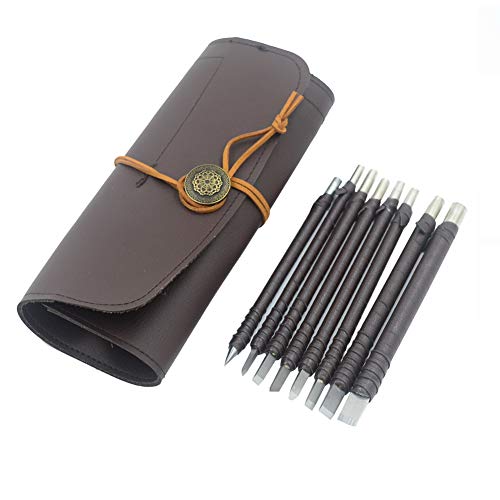 DGOL 8pcs Tungsten Steel Soft Limestone and SlateStone Alabaster Carving Kit Engraving Carve Cutting Blade Chisel Tool Set for Stone Seal Graver - Image 3