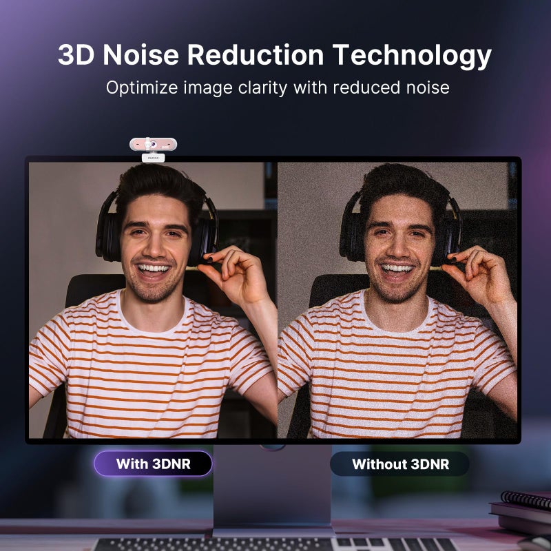 NexiGo N660P Pro 4K Webcam with Distortion-Free Lens, 1080p 60 fps Autofocus USB Streaming Camera, 3DNR, Noise-Canceling Mics & Privacy Cover, Web Cam for Gaming/Live Streaming/PC/Mac/Switch 2, Pink - Image 5
