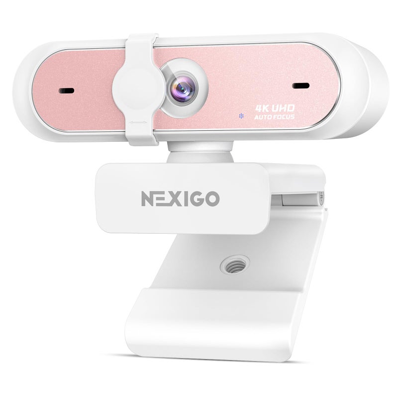 NexiGo N660P Pro 4K Webcam with Distortion-Free Lens, 1080p 60 fps Autofocus USB Streaming Camera, 3DNR, Noise-Canceling Mics & Privacy Cover, Web Cam for Gaming/Live Streaming/PC/Mac/Switch 2, Pink - Image 1