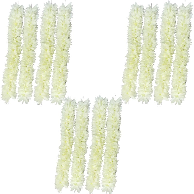 Kailash Creation Artificial Mogra Flower Hair Gajra for Women & Girls | Reusable Realistic Bun Garland Juda Gajra | Off White, 15 Inch | Scented Jasmine Flower Hair Accessory | Pack of 12 - Image 1