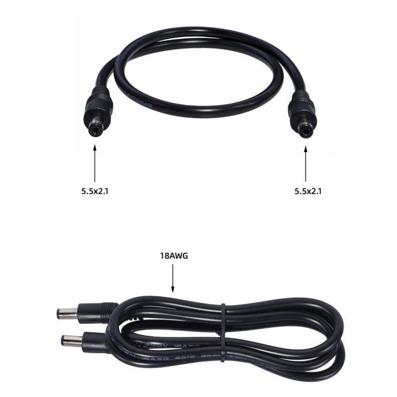 18AWG DC Power Plug 5.5 X 2.1mm Male to Male CCTV Connector Cable 12V 10A Power Extension Cord 3.3ft - Image 2