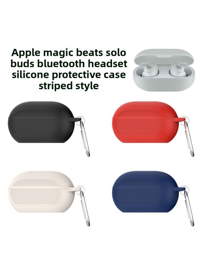 Loquat Suitable For AppleMagic Beats Solo Buds Bluetooth Headset Silicone Protective Case Striped-Color:Red-Model:G99 - Image 2
