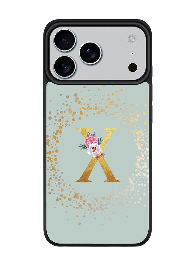 Stylizedd iPhone 17 Pro Max Case, [Compatible with MagSafe] Slim Magnetic cover Phone Case iPhone 17 Pro Max -Custom Monogram Floral - X  (Light Grey ) - Image 1