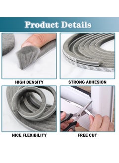 Peachjoy Weather Stripping Door Seal, 10M Self Adhesive Brush Weather Seal Strip for Windows and Doors Felt Door Seal Window Insulation Sealing Strip Brush Weatherstrip 9mm Wide x 9mm Thick  - Image 2