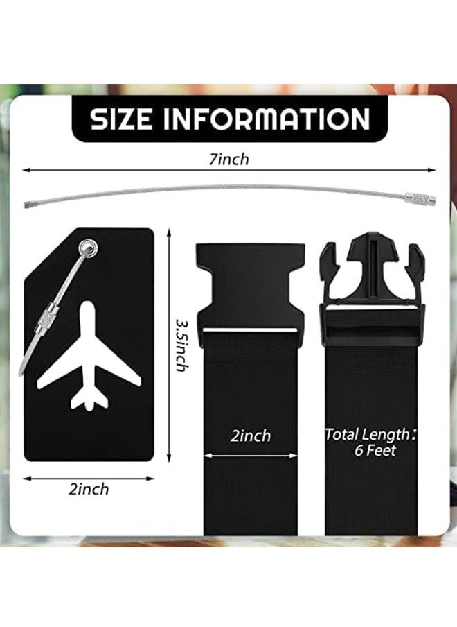 ZVEV Luggage Straps Set, 2 Pcs Travel Suitcase Straps with 2pcs Silicone Luggage Tags, Adjustable Suitcase Belts, Suitcase Tags with Name ID Card for Luggage Suitcase Travel Accessories  - Image 3