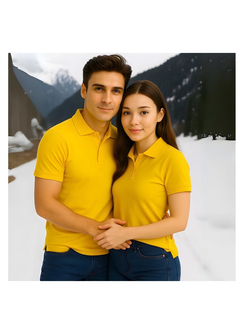 PRINTSHOP4ME Basic Adult Unisex Polo Short Sleeve Tshirt 220 Gsm Yellow - Image 3