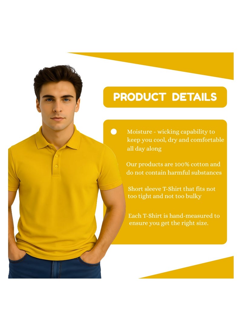 PRINTSHOP4ME Basic Adult Unisex Polo Short Sleeve Tshirt 220 Gsm Yellow - Image 4