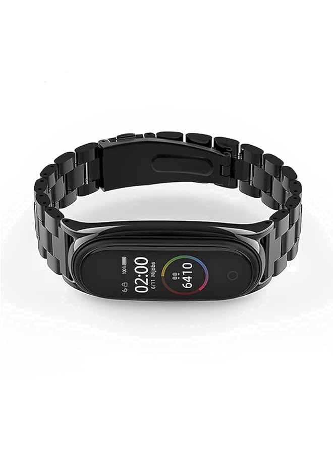 كاست ويف ل Mi Band حزام استبدال ساعة ذكية معصمه استبدال الملحقات ل Mi Band 6 5 4 3 حزام معدني سوار الفولاذ المقاوم للصدأ أسود - Image 1
