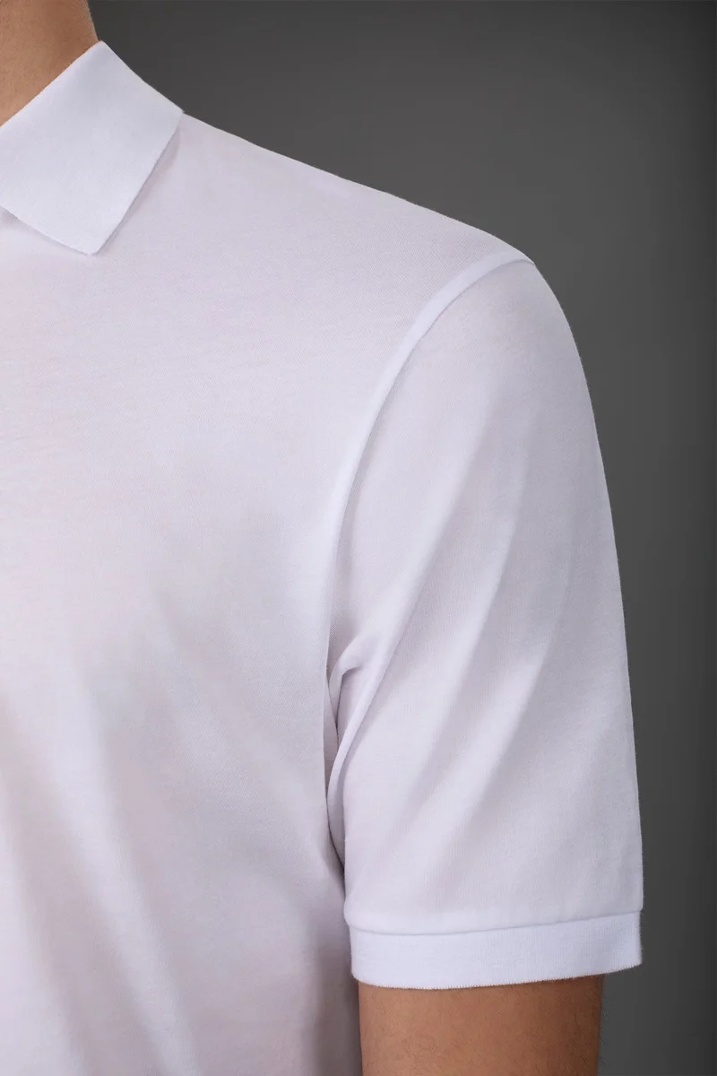 Doppelganger White Men's short-sleeved organic cotton polo shirt with derby collar - White for Men | Best Price UAE