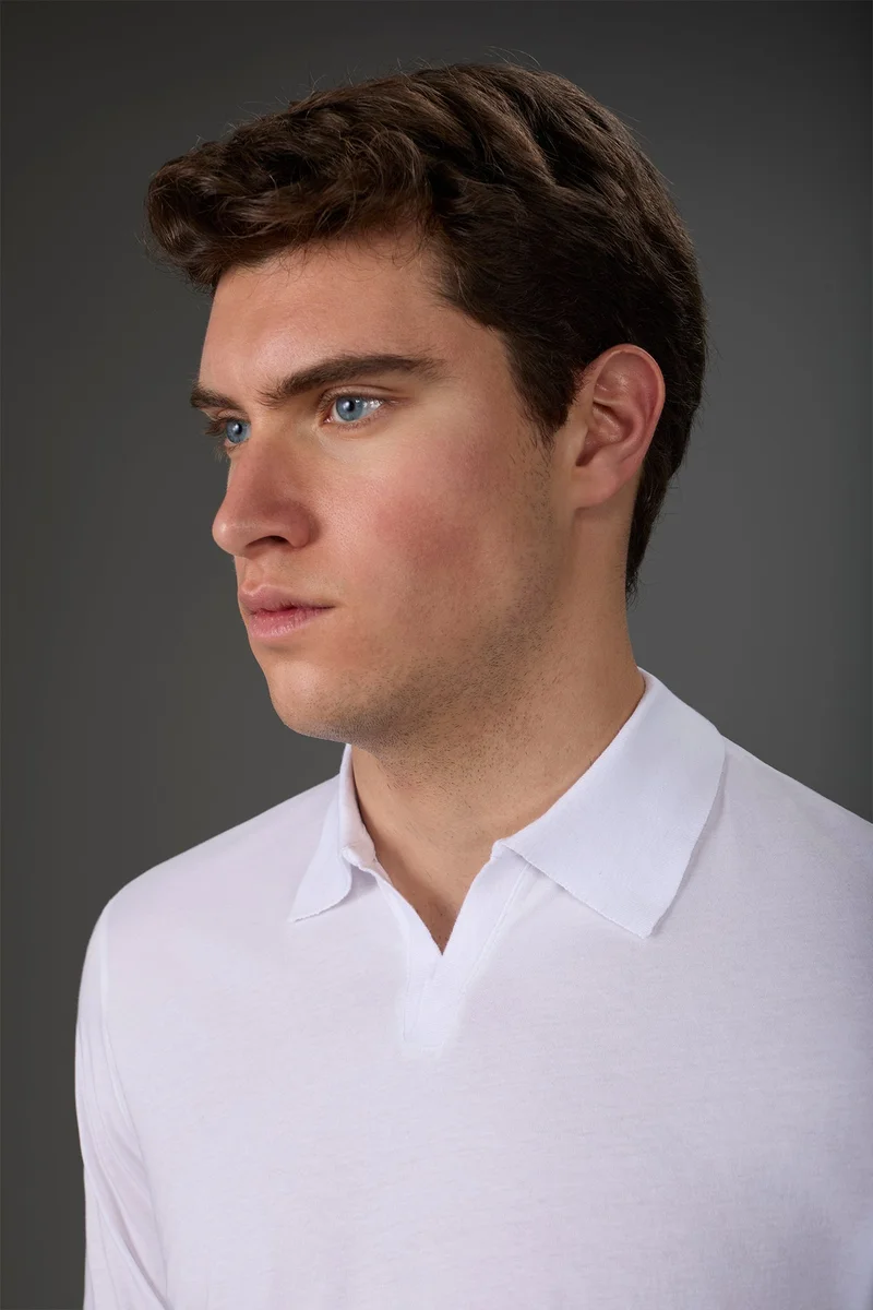Doppelganger White Men's short-sleeved organic cotton polo shirt with derby collar - White for Men | Best Price UAE