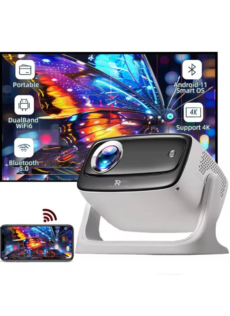 Rock Pow - Game Console 4K HD Video, Classic 64GB Retro TV 10000 Game,Game Projector 2 in 1 Professional Chip, Portable Projector With Wireless Controller Gamepad, 2.4G /5G WiFi BT 5.0 Support 4K 130-inch screen 180° Rotation Hi-Fi Speaker Portable Size 50-100% Zoom - Image 1