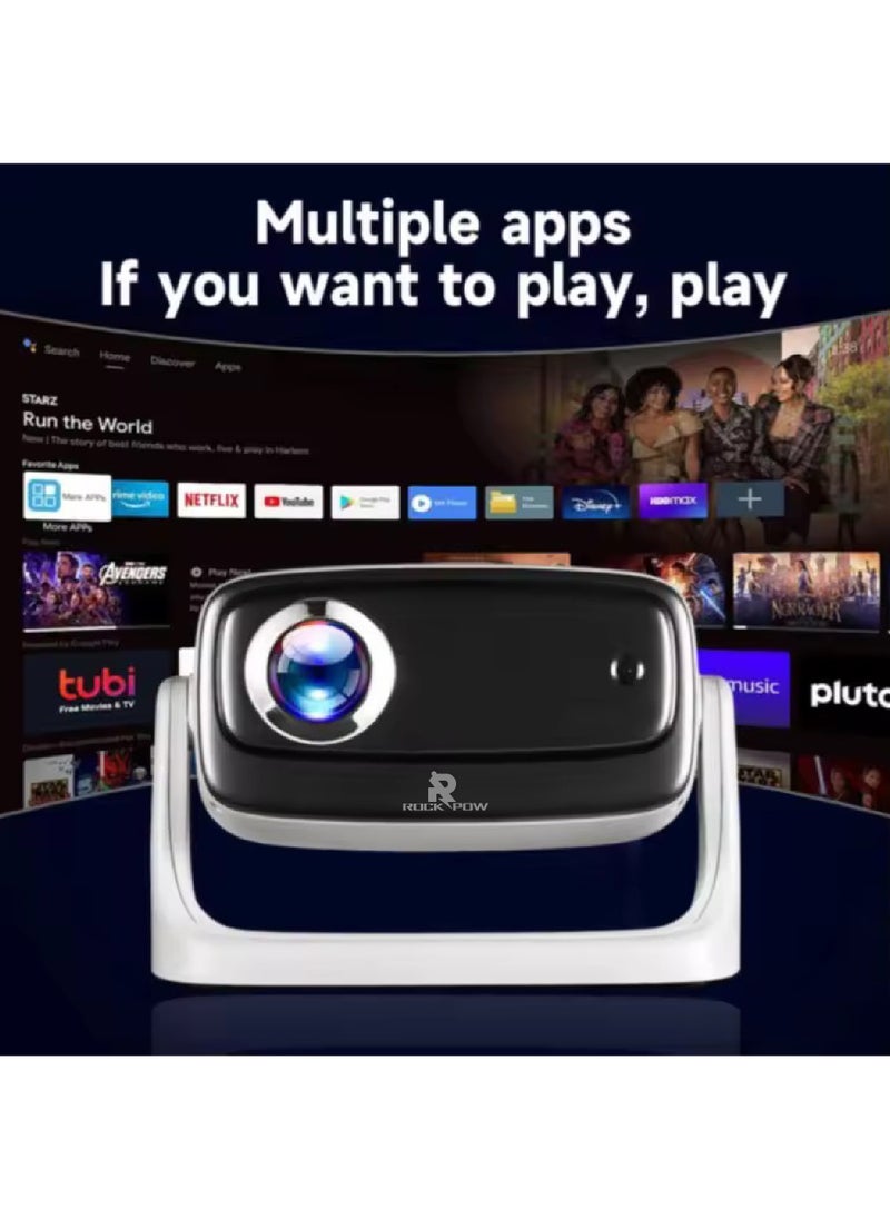 Rock Pow - Game Console 4K HD Video, Classic 64GB Retro TV 10000 Game,Game Projector 2 in 1 Professional Chip, Portable Projector With Wireless Controller Gamepad, 2.4G /5G WiFi BT 5.0 Support 4K 130-inch screen 180° Rotation Hi-Fi Speaker Portable Size 50-100% Zoom - Image 1