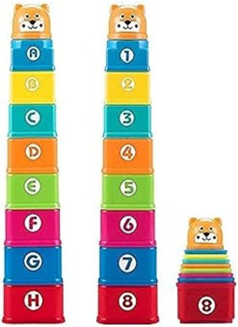 Kidcia My First Square Nesting & Stacking Cups with Numbers Letters & Animals for Toddlers Early Educational Stacker Toys for Kids