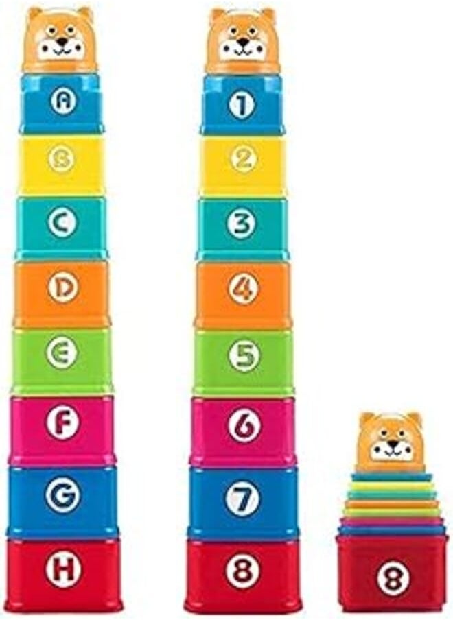 Kidcia - Kidcia My First Square Nesting & Stacking Cups with Numbers Letters & Animals for Toddlers Early Educational Stacker Toys for Kids - Image 1