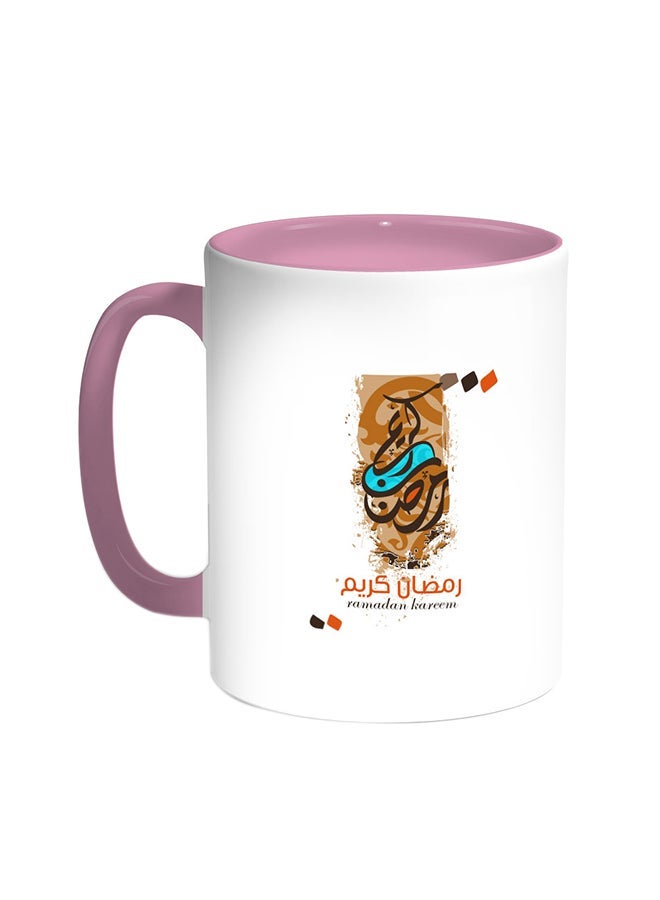 RYN Ramadan Kareem Printed Coffee Mug Pink/White 11ounce