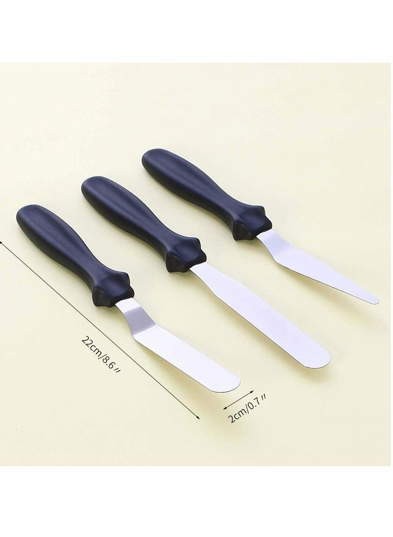 Cake Spatula, Cozy Offset Icing Spatula Set, Angled Frosting Professional Stainless Steel Decorating Spatulas, Cream Tools, Baking Diy Set of 3 - Image 2