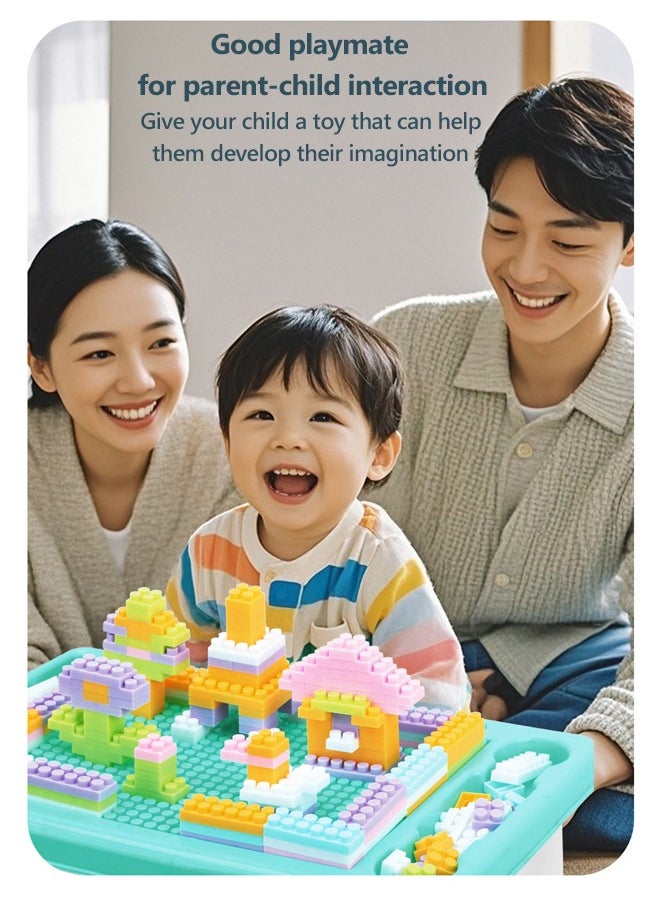 Building Blocks Activity Table, Toddlers Multi-Functional Educational Study Blocks Table, children's activity tables with storage space, Multi-Purpose Table, Kids Furniture for Boys Girls, for 0-3 Years Old, 180 Blocks（Green）