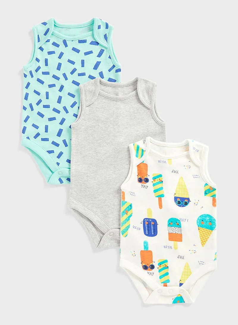mothercare Infant 3 Pack Assorted Bodysuits