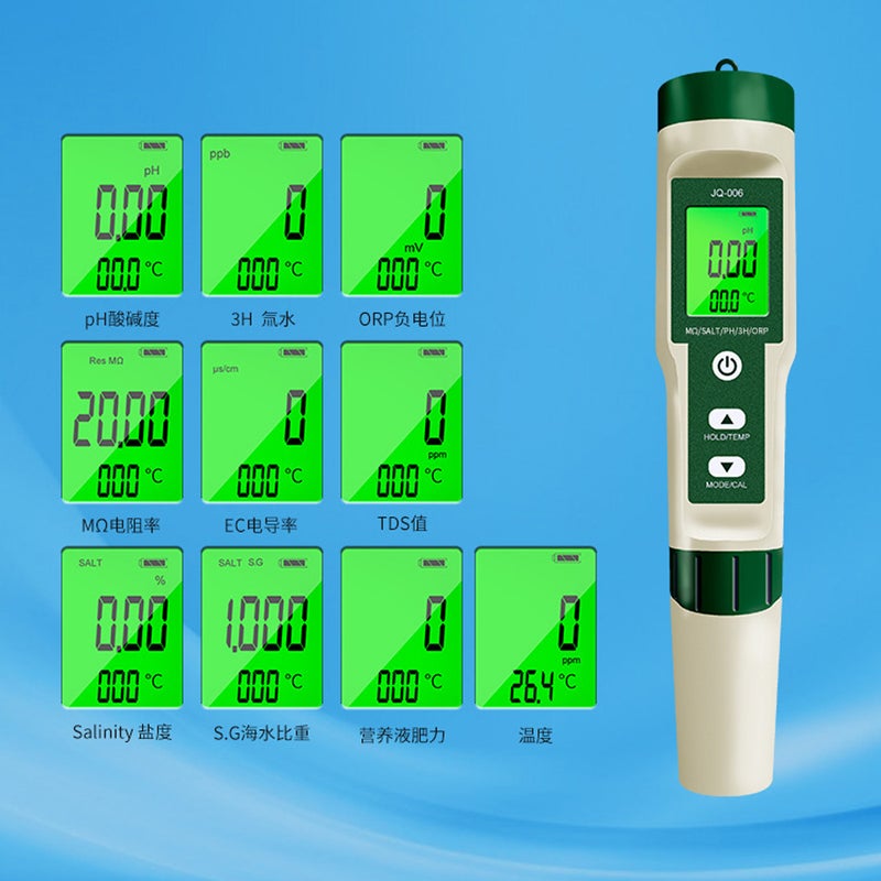 Multifunctional Digital 10 in 1 Water Quality Tester Portable High Accurancy Water Quality Test Pen Water Quality Measurement Tool Water PH/TDS/EC/Salinity/ORP/H2/S.G/Temperature/Nutrient Solution - Image 5