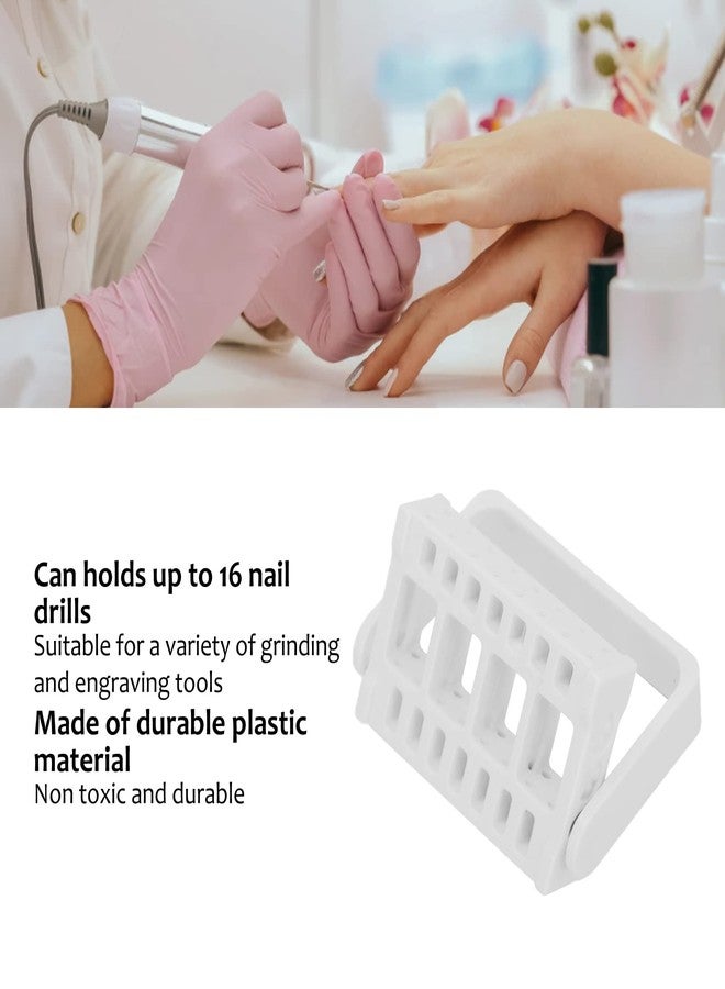 Brrnoo حامل عرض بتات مثقاب الأظافر Brrnoo، 16 فتحة أدوات فن الأظافر حامل عرض لصالون الأظافر ملحقات أظافر أكريليك أدوات العناية بالأظافر للاستخدام المنزلي أو صالون الأظافر (أبيض) - Image 2