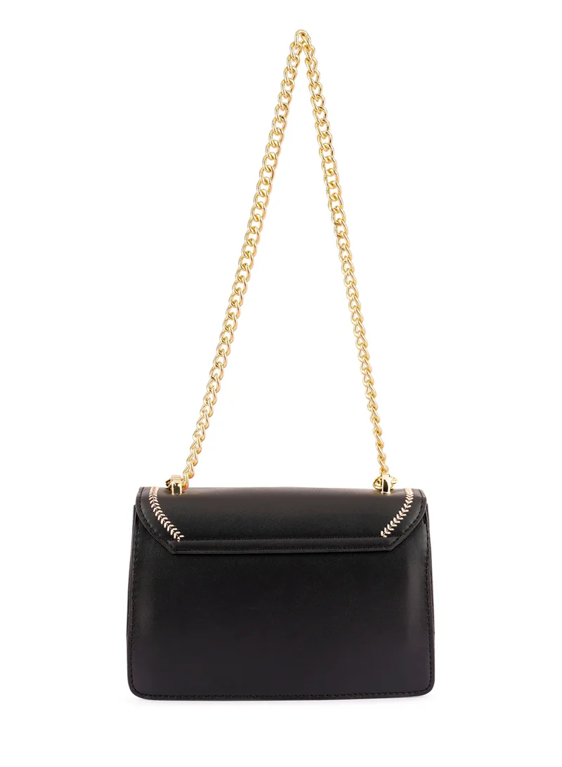 London Rag Black Glitter Envelope Sling Bag